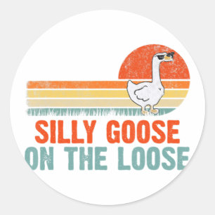 Funny Silly Goose On The Loose Wear Sunglasses  Classic Round Sticker