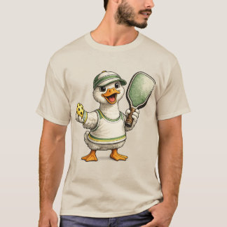 Funny Silly Goose Pickleball :  Goose with Paddle  T-Shirt