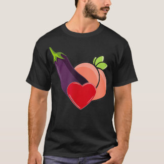 Funny Silly Grinder Emoji Love Peach Eggplant Hum T-Shirt