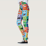 Funny Silly Monsters Pattern Colourful Monster Fac Leggings<br><div class="desc">Funny Silly Monsters Pattern Colourful Monster Face Leggings. Red,  orange,  yellow,  green,  blue and purple funny monster faces on squares of colours. One eyed and two eyed monsters pattern these adorable leggings. Crazy monsters pattern all over print.</div>