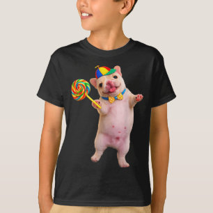 Funny silly pibble dog with lollipop meme for dog T-Shirt