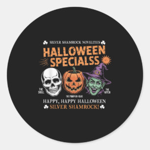 Funny Silver Shamrock Novelties Halloween Specials Classic Round Sticker