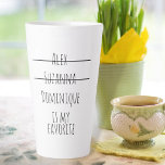 Funny Simple Favourite Child Names Mother's Day Mu Latte Mug<br><div class="desc">Cute and funny favourite child minimalist modern design with names crossed out in simple modern handwritten font,  gift for mum or grandma for any occasion.</div>