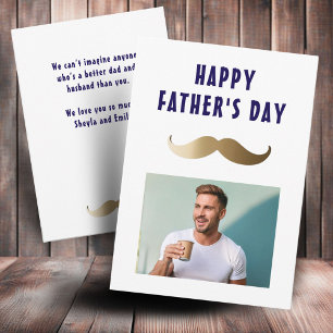 Funny Simple Moustache Happy Father's Day Photo Card