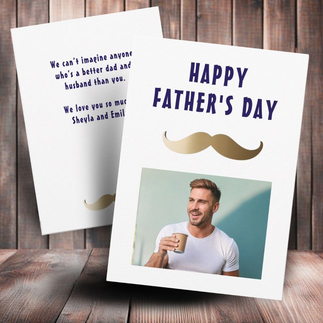 Funny Simple Moustache Happy Father's Day Photo Card (Creator Uploaded)