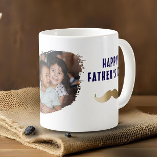 Funny Simple Moustache Happy Father's Day Photo Coffee Mug
