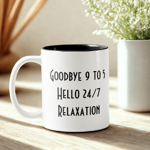 funny simple retirement  Two-Tone coffee mug