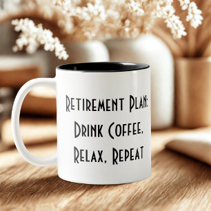 funny simple retirement  Two-Tone coffee mug