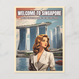 Funny Singapore Travel Singlish Humour Postcard