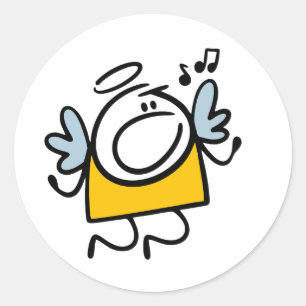 Funny singing angel classic round sticker