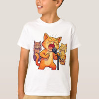 Funny Singing Cat with Microphone Art