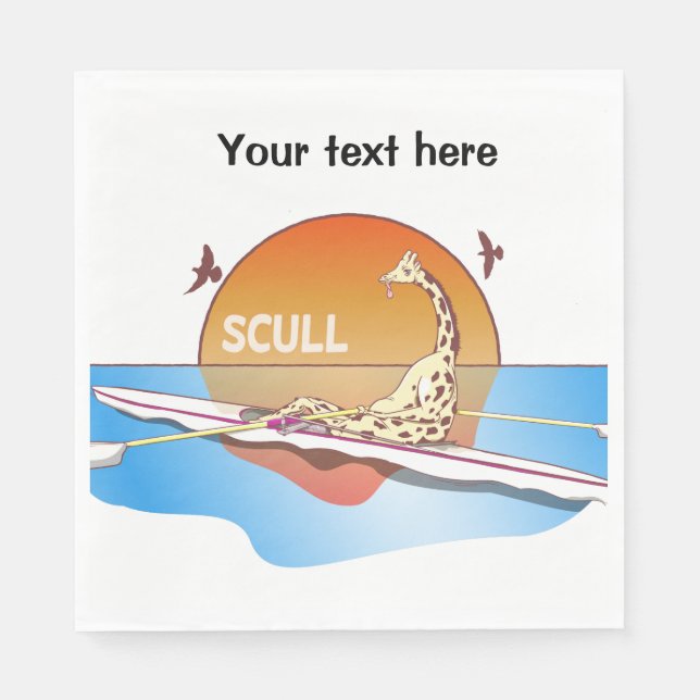 Funny single skulls rowing napkin (Front)