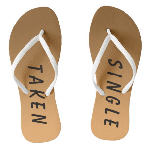 Funny Single Taken Sign Golden Jandals