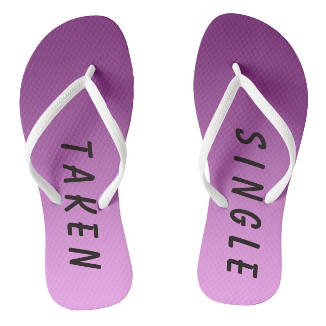 Funny Single Taken Sign Pink Jandals (Footbed)