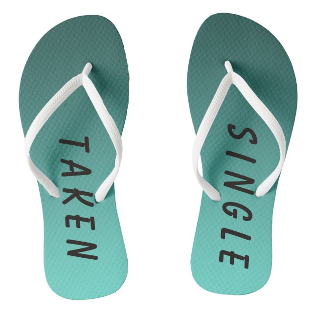 Funny Single Taken Sign Teal Jandals (Footbed)