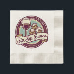 Funny Sip Wine Dice Bunco  Napkin<br><div class="desc">Sip, Sip, Bunco! Add a playful touch to your Bunco night with this fun “Sip, Sip, Bunco” napkin design. Perfect for Bunco players who love rolling dice, sipping drinks, and laughing with friends. This stylish Bunco-themed napkin is ideal for Bunco parties, ladies’ game night, Bunco tournaments, or Bunco club events....</div>