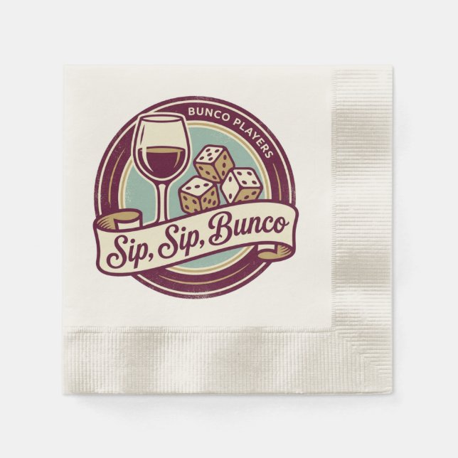 Funny Sip Wine Dice Bunco  Napkin (Front)
