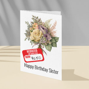 Funny Sister Birthday Reduced Discounted Sticker  Card