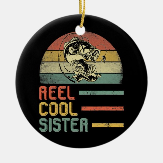 Funny Sister Fisherwoman Mom Mama Father's Day Ceramic Tree Decoration (Front)