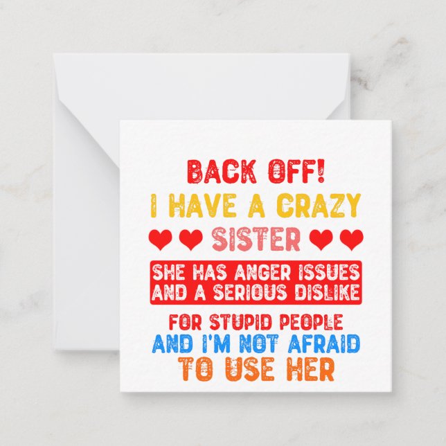 Funny Sister Saying Card (Front)