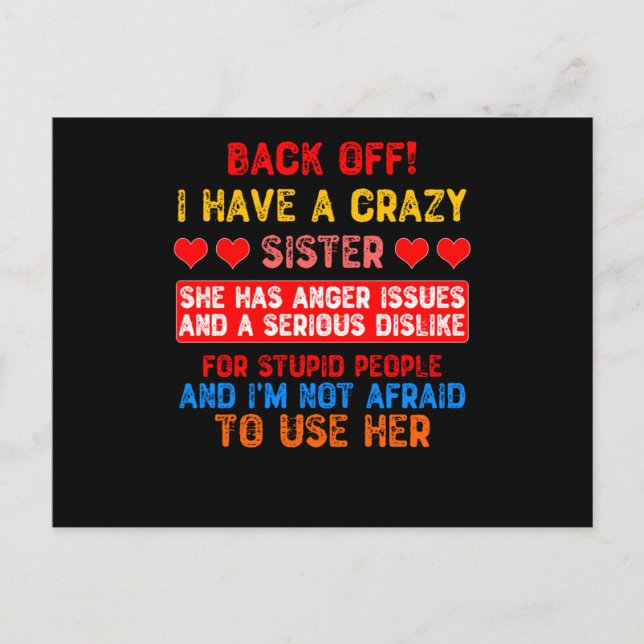 Funny Sister Saying Postcard (Front)