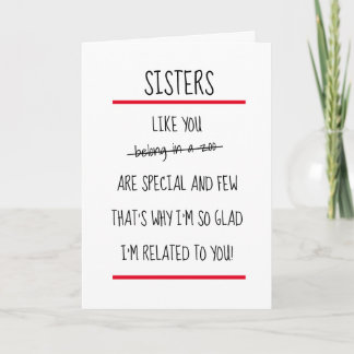Funny Sisters Cheeky Verse Happy Birthday Card