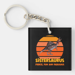 Funny Sistersaurus Dino Sister Humour Design Key Ring