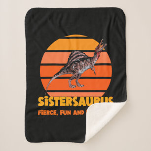 Funny Sistersaurus Dino Sister Humour Design Sherpa Blanket