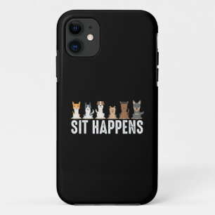 Funny Sit Happens Cool Sitting Dogs Case-Mate iPhone Case