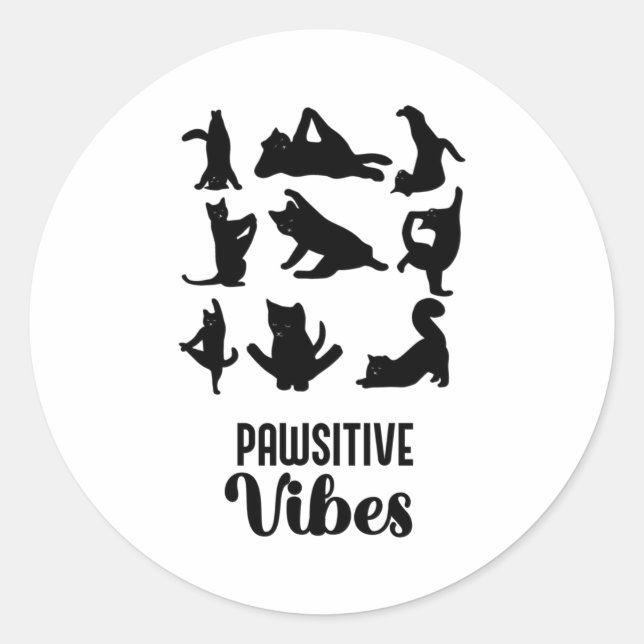 Funny Six Cats Yoga Sitions  Classic Round Sticker (Front)