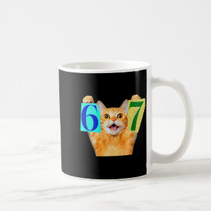 Funny Six Seven 67 Cat Meme Gift For Kids Gen Alph Coffee Mug