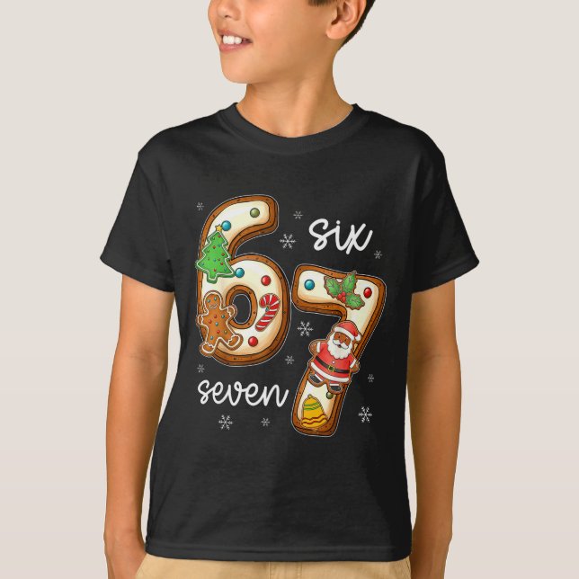 Funny Six Seven 67 Gingerbread Christmas Boys Xmas T-Shirt (Front)