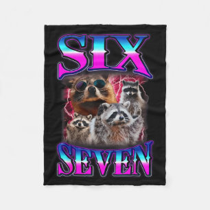 Funny Six Seven 67 Meme 67 Racoon Meme Bootleg Gra Fleece Blanket