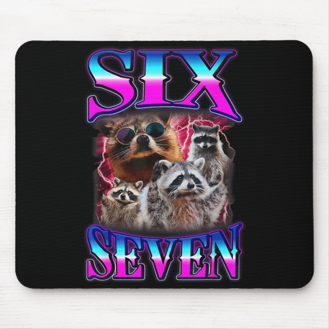 Funny Six Seven 67 Meme 67 Racoon Meme Bootleg Gra Mouse Pad (Front)