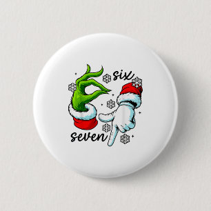Funny Six Seven 67 Meme 6 7 Christmas Elf Hand Boy 6 Cm Round Badge