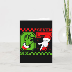 Funny Six Seven 67 Meme 6 7 Christmas Elf Hand Boy Card