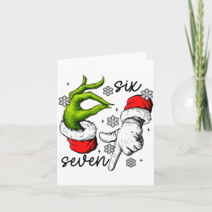 Funny Six Seven 67 Meme 6 7 Christmas Elf Hand Boy Card