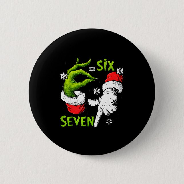 Funny Six Seven 67 Meme 6 7 Christmas Elf Hand Boy Cm Round Badge (Front)