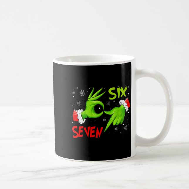 Funny Six Seven 67 Meme 6 7 Christmas Elf Hand Boy Coffee Mug (Right)