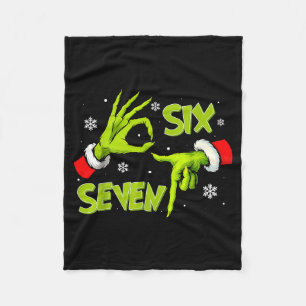 Funny Six Seven 67 Meme 6 7 Christmas Elf Hand Boy Fleece Blanket