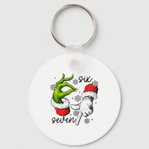 Funny Six Seven 67 Meme 6 7 Christmas Elf Hand Boy Key Ring