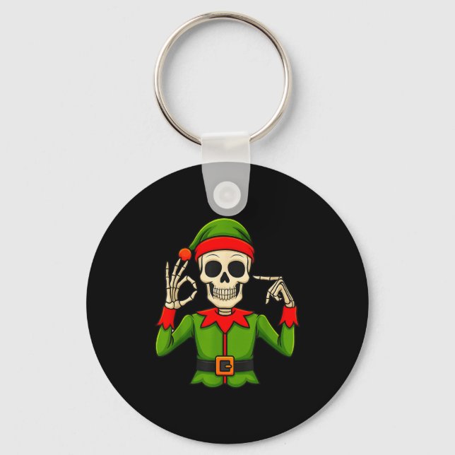 Funny Six Seven 67 Meme 6 7 Christmas Elf Hand Boy Key Ring (Front)
