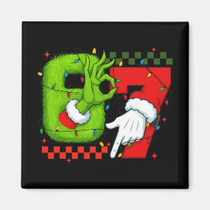 Funny Six Seven 67 Meme 6 7 Christmas Elf Hand Boy Magnet