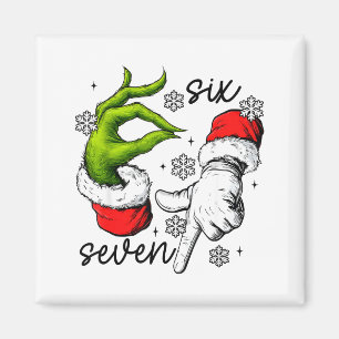 Funny Six Seven 67 Meme 6 7 Christmas Elf Hand Boy Magnet