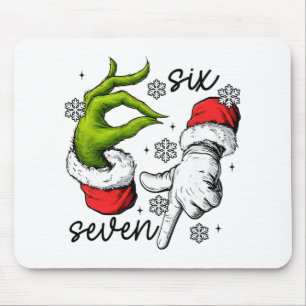 Funny Six Seven 67 Meme 6 7 Christmas Elf Hand Boy Mouse Pad