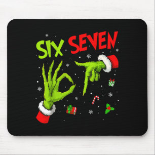 Funny Six Seven 67 Meme 6 7 Christmas Elf Hand Boy Mouse Pad