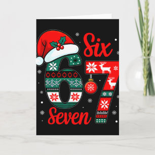 Funny Six Seven 67 Meme 6 7 Christmas Pajamas Men  Card
