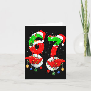 Funny Six Seven 67 Meme 6 7 Christmas Santa Hand B Card