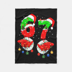 Funny Six Seven 67 Meme 6 7 Christmas Santa Hand B Fleece Blanket