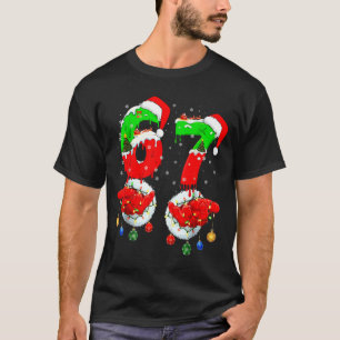 Funny Six Seven 67 Meme 6 7 Christmas Santa Hand B T-Shirt